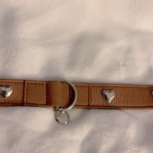 New Genuine leather dog collars with 4 hearts and a ring on the middle for leash